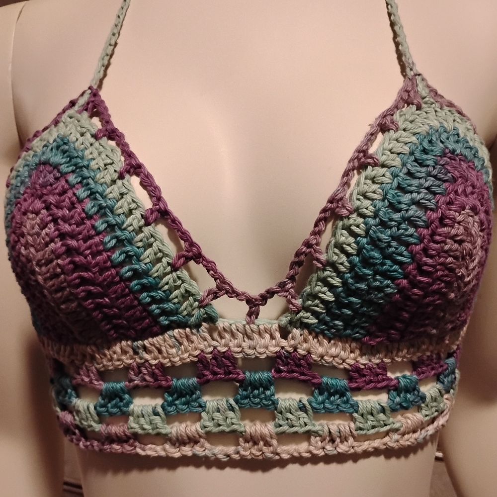 Multicolor Crochet Halter Top - Picture 10 of 14